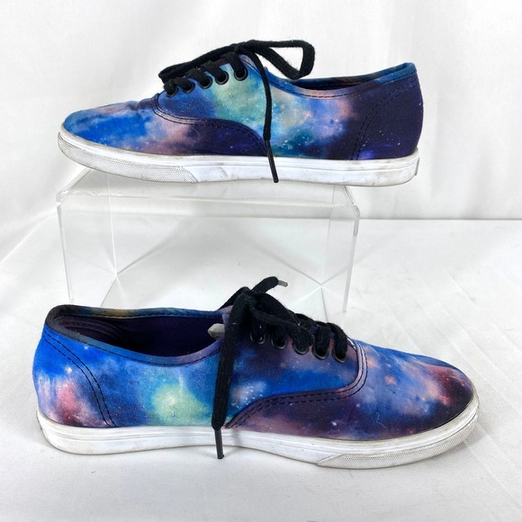 Vans Galaxy Lace Up Skate Shoes Flat Low Top Blue Purple Cosmic Space Canvas 5.5 - Picture 2 of 7